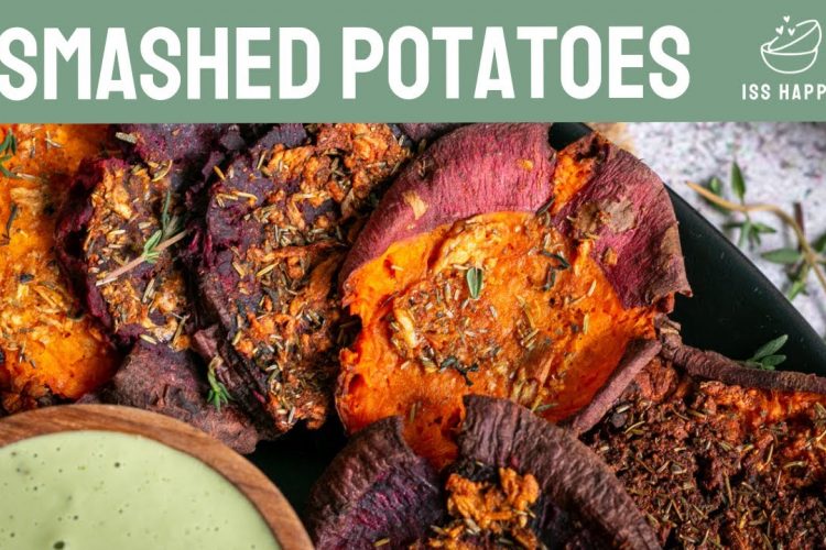 🥔🍠 Knusprige QUETSCHKARTOFFELN mit Dip [Veganes Rezept]