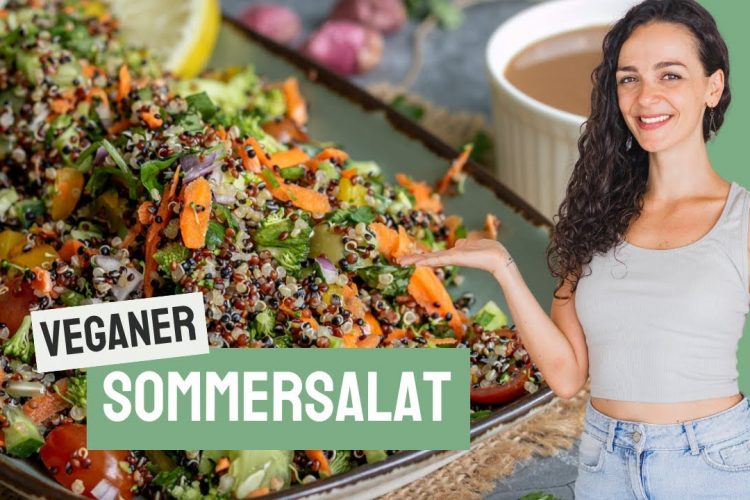Veganer Sommersalat mit Quinoa und Sesam-Balsamico-Dressing